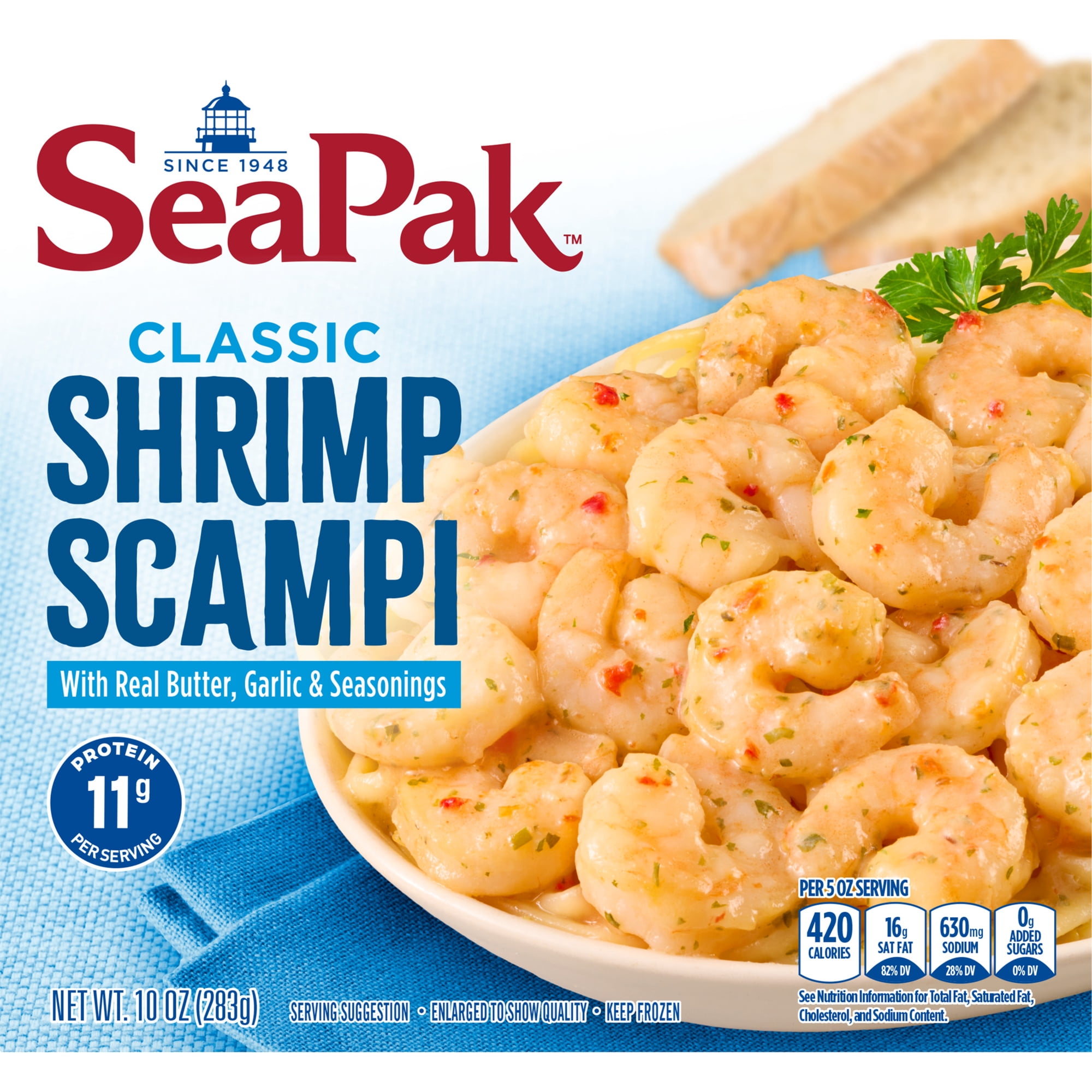 SeaPak Shrimp Scampi in Real Butter, Garlic and Seasonings, 10 oz (Frozen Seafood)