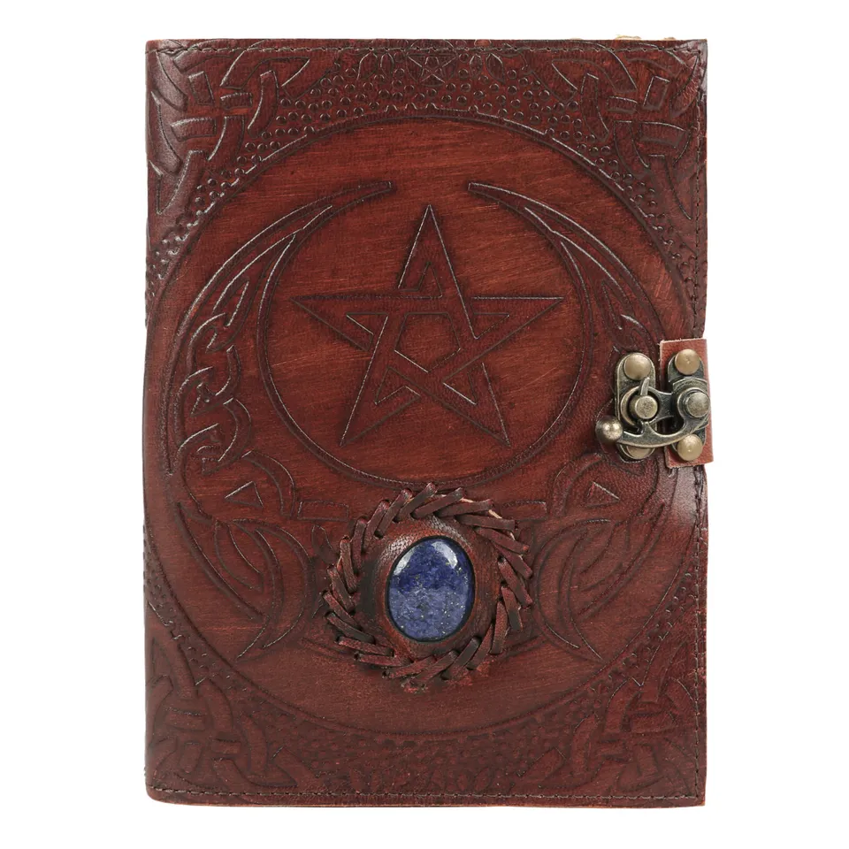 Vintage Leather Journal grimoire Celtic Witch Stone Leather Book of Shadows New