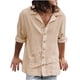 thumbnail image 2 of Blusa y camisa de manga larga con cuello vuelto para hombre, color liso, informal, con cuello vuelto, bolsillo, botones, camisa de manga larga, blusa para hombre, 2 of 8