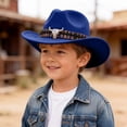 thumbnail image 2 of Quealent Toddler Cowboy Hat, Felt Cowboy Hats for 1-15, Western Cowgirl Costume for Kids, Boy and Girl Blue 3-8 Years, 2 of 5
