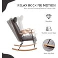 thumbnail image 4 of Adjustable Headrest Pillow Rocking Chair, Technical Leather Upholstered Glider Rocker with High Backrest, Modern Rocking Accent Chairs Comfy Side Chair for Nursery, Bedroom, Living Room (Dark Grey), 4 of 8