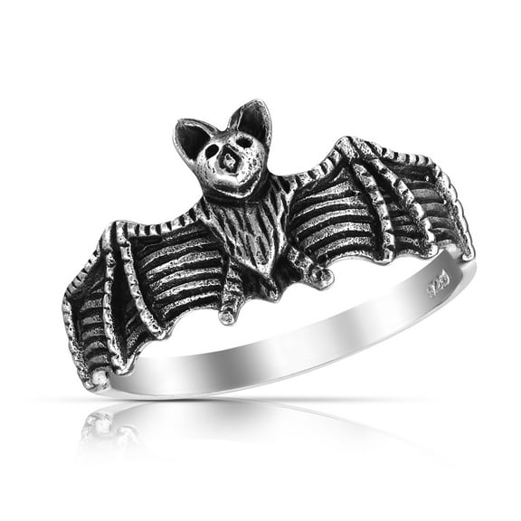 Stylishly Spooky Nocturnal Bat Sterling Silver Ring-6
