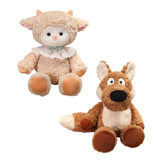 2Pcs Sheep and Wolf Stuffed Animals Cute Soft Plush Toys Birthday Gifts for Kids