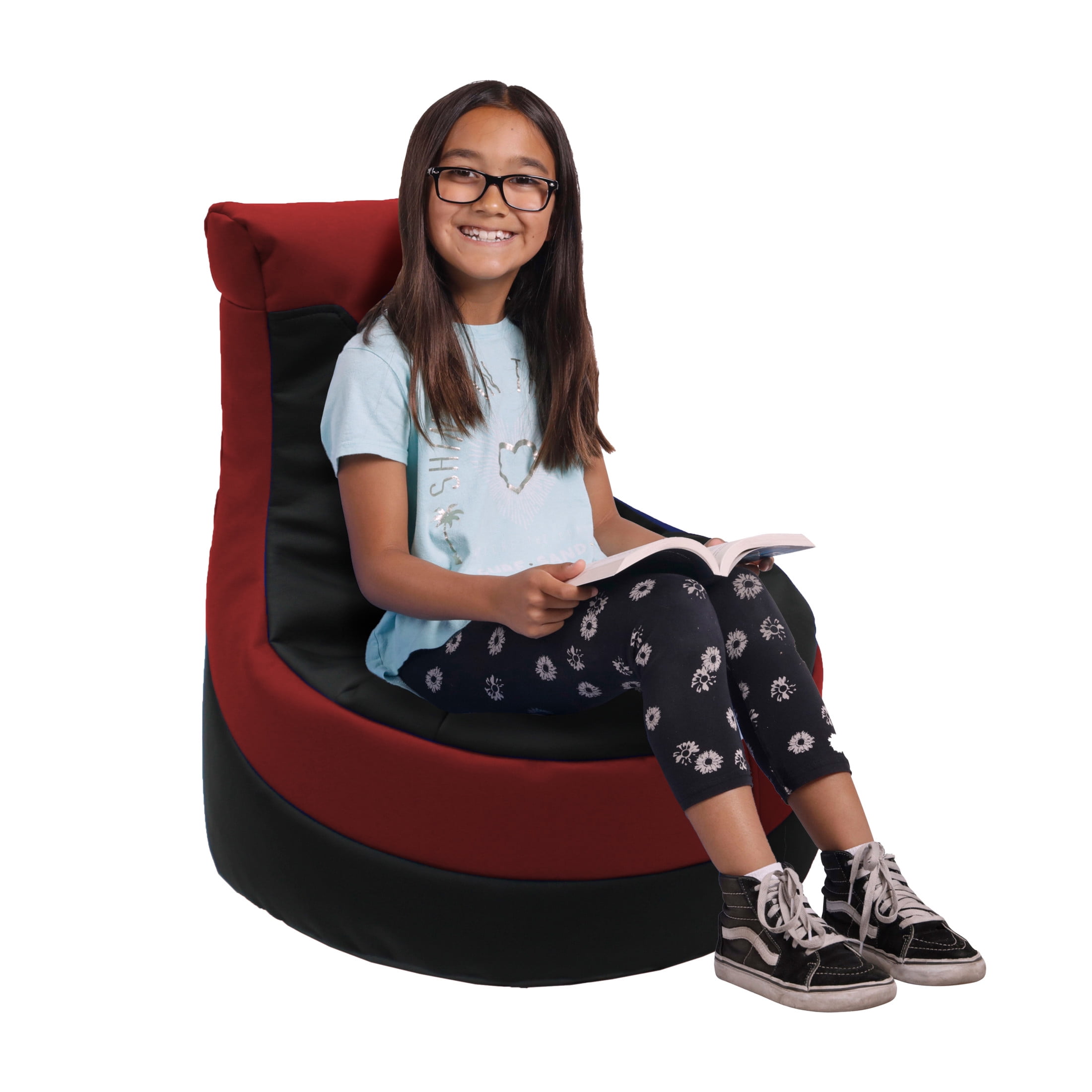 Factory Direct Partners SoftScape Little Gamer Kids Bean Bag, Black Red