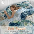 thumbnail image 4 of Boho Blue Sea Turtle Bedding Duvet Cover Set King Size 4 Pieces Floral Wood Grain Starfish Vintage Bedding Set with Zipper Closure, 1 Comforter Cover 92x106 Inches 1 Flat Sheet & 2 Pillow Cases, 4 of 7