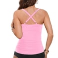 thumbnail image 4 of Busydd Womens Bikini Top with Built in Bra Fashion Solid Color V Neck Pleated Swim Suit Summer Beach Crisscross Back Straps Bathing Suit for Women S, 4 of 5