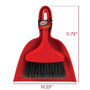 Libman Heavy Duty Whisk Broom Dustpan Combo with Red Handle and Black Fibers