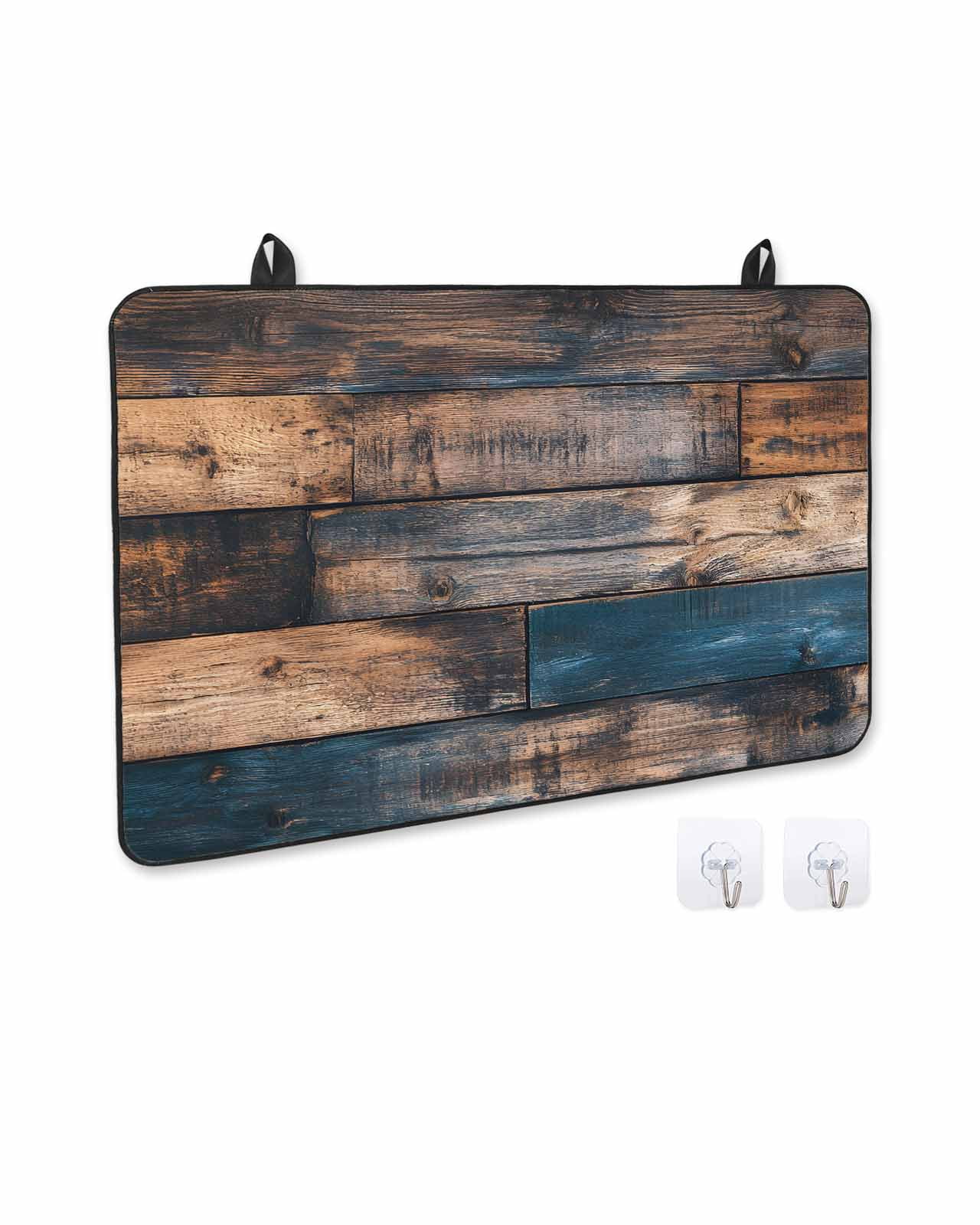 nqOlkjepod Large Induction Cooktop Protector Mat 24"x21", Vintage Wooden Stove Top Covers for Electric Stove, Farmhouse Retro Shabby Wood Decorative Stove Burner Cover Mats, Glass Top Stove Cover