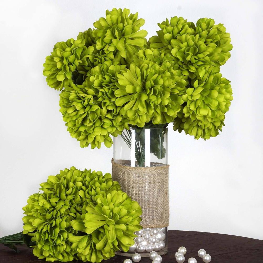 4 Bushes 56 Pcs Sage Green Artificial Silk Chrysanthemum