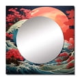 thumbnail image 2 of Designart "Waves of Drama IV" Coastal Coral Large Square Mirror - Square Bedroom Mirror Printed Wall Decor - Coastal Square Printed Wall Mirror Art, 2 of 5