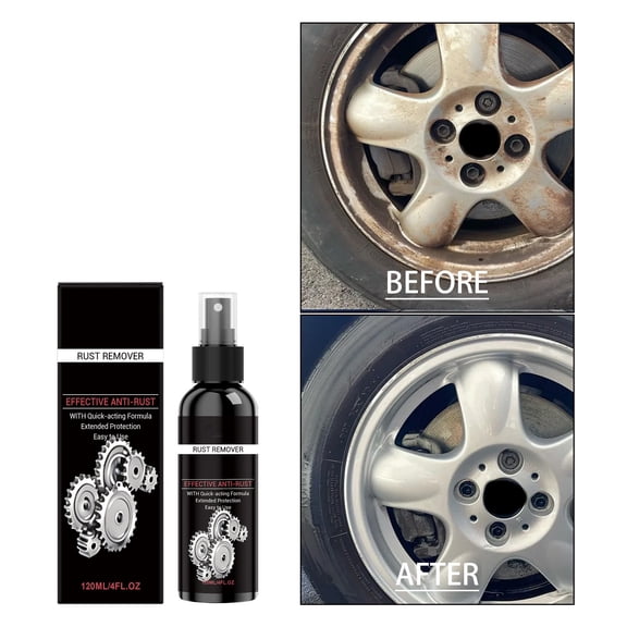 Car Rust Remover Spray 120ml Fast-Acting Rust Dissolver with Protection for Wheel Rims and Metal Parts