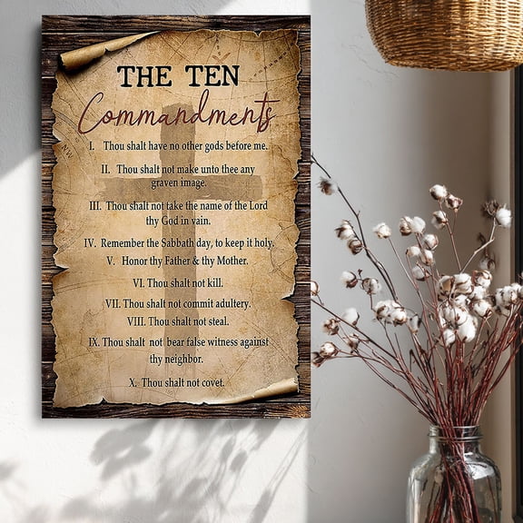Christian The Ten Commandments Canvas Wall Decor Ready to Hang Church Bedroom