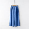 thumbnail image 3 of WULMLEO Linen Wide Leg Pants for Women Casual Summer Bottoms with Drawstring and Pockets Sky Blue 5XL, 3 of 3