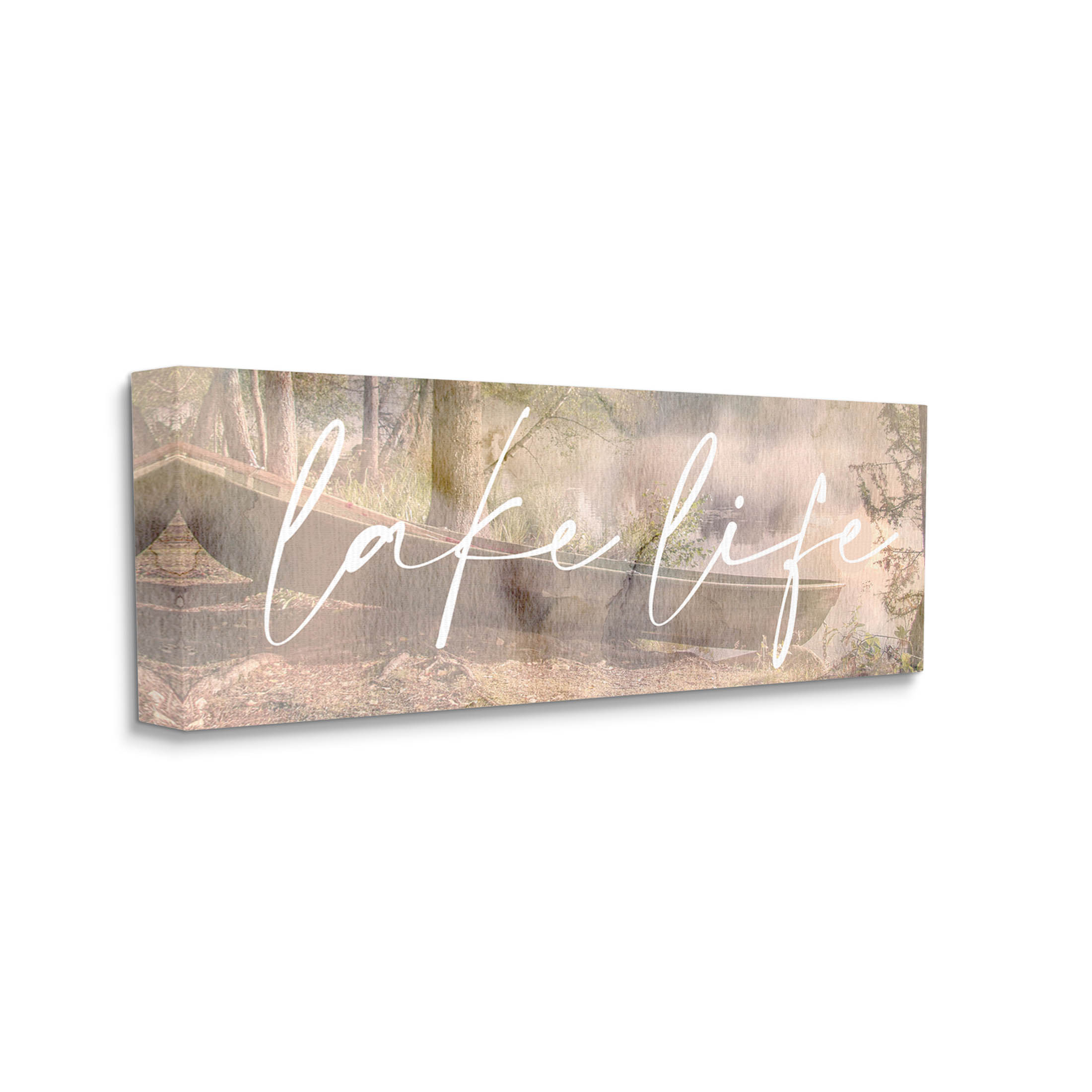 Lake Life Forest Nature Canoe Landscape Graphic Art Gallery Wrapped Canvas Print Wall Art