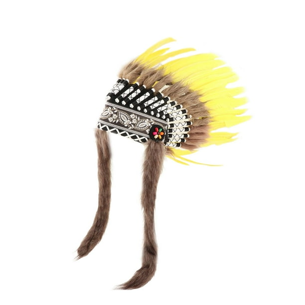 de plumas artificiales Halloween Headsel de disfraces Accesorios de disfraces Decoración Propiedades de la foto de la cabeza de la cabeza para Amarillo
