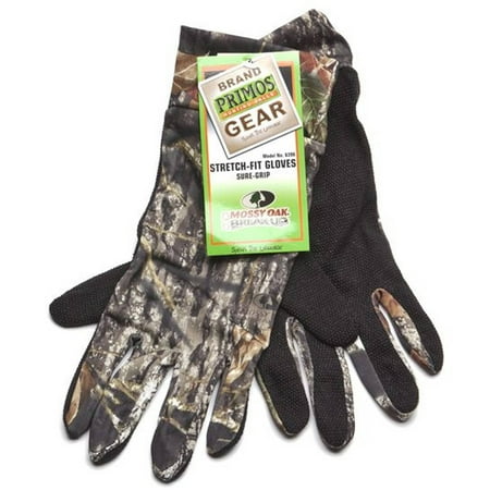 Primos Stretch-Fit Gloves Sure-Grip & Extended Cuff, Mossy Oak New Break-Up,