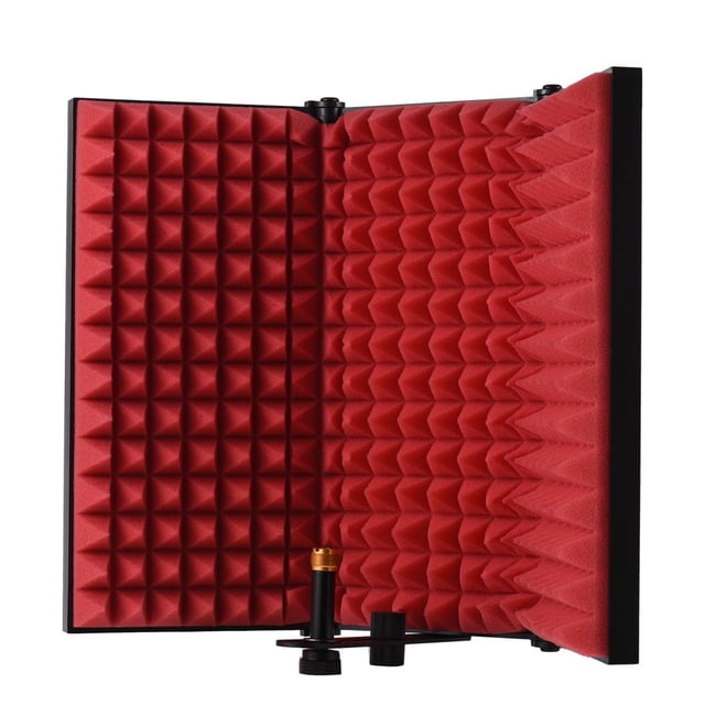 3-door Professional Studio Recording Microphone Isolation Folding Pop Filter Microphone Wind Screen with High Density EVA Foam Sound Absorbing Recording Equipment