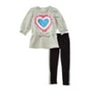 Flapdoodles girls 2pc Heart Tunic & Legging Set, 4, Grey