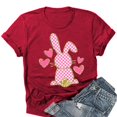 thumbnail image 2 of Outfmvch Chemises de Pâques pour Femmes, Chandails en Molleton à Col Rond pour Femmes, Chemises à Manches Courtes pour Femmes, Hauts de Sortie pour Femmes, Imprimé Floral de Pâques Lapin Col Rond Manches Courtes, T-Shirts Graphiques pour Femmes Rouge 1 m, 2 of 3