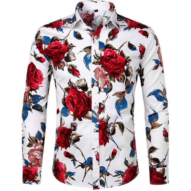 Camisa con botones para hombre de primavera y otoño, camisa informal de moda para hombre, nueva camisa de manga larga con estampado floral, suave y cómoda, para hombre,