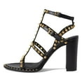 thumbnail image 2 of FSJ Women Open Toe Studded Rivets Gladiator Sandals Ankle Strap Buckle Chunky High Heels Cocktail Party Fashion Dressy Shoes Size 10.5 Black, 2 of 5