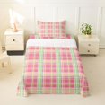 thumbnail image 2 of Castle Fairy Boho Pastel Plaid Twin Sheets 3pcs,Abstract Multi-Line Grid Bedding,Pink Mint Yellow,1 Flat Sheet, 1 Fitted Sheet and 1 Pillowcase, 2 of 7
