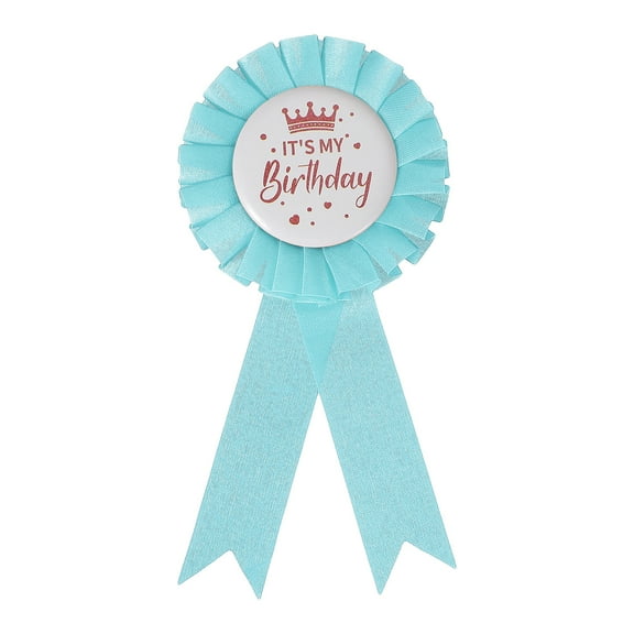 Uxcell 6" x 3" Birthday Ribbon, It's My Birthday Pin Badge Brooch for Party Decoration, White/Light Blue
