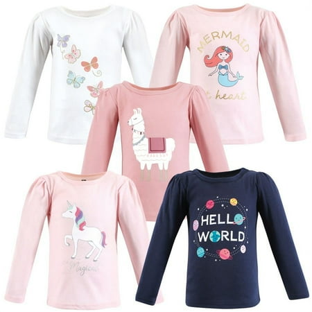 Hudson Baby Infant and Toddler Girl Long Sleeve T-Shirts, Magical World, 18-24 Months