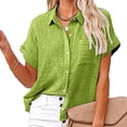 thumbnail image 3 of SDNall Womens Tops Fashion Solid Button Shirt Female V-Neck Loose T-shirt Blouse Tops, 3 of 9