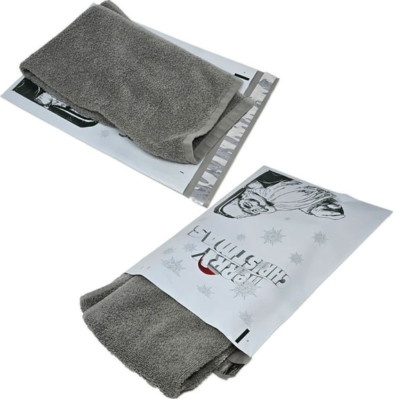 10x13 Merry Christmas from Santa Poly Mailers, Graphite Art Poly Shipping Mailers