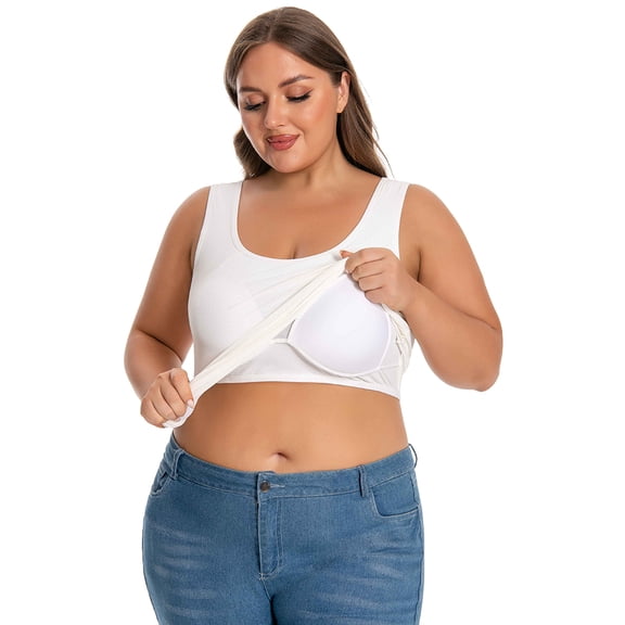 Valcatch Plus Size Tank Tops for Women Built in Bra Padded Wide Strap Sleeveless Shirt Summer Casual Tops