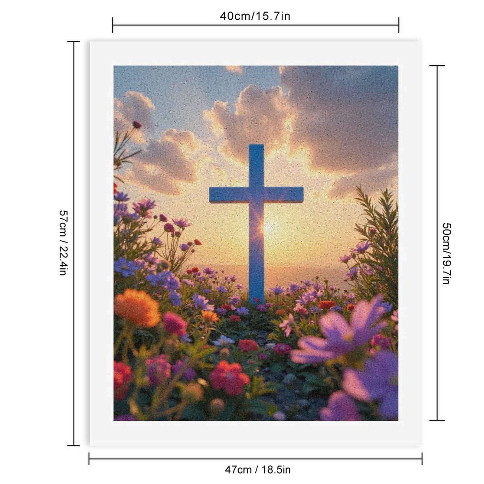 Paint By Numbers Kit for Adults Beginner - Sunset Flower Cross Landscape DIY Canvas Painting Kits for Adults, Frameless Paint By Number for Adults for Home Wall Decor 16x20 Inch