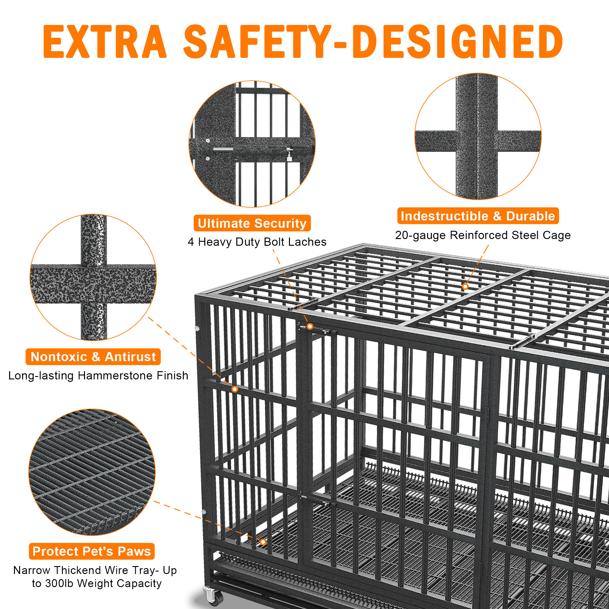 BOLDBONE 48" Heavy Duty Dog Crate with Wheels photo 2