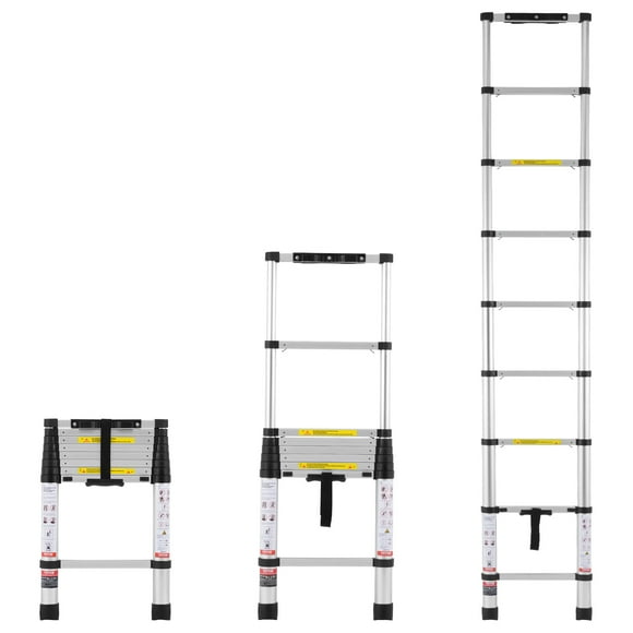 VEVOR 95.99 Telescoping Extension Ladder 8.5FT One-button Retraction 375 LBS Capacity