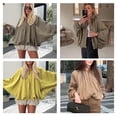 thumbnail image 4 of Chaqueta Xunger Puffed Bomber para mujer de gran tamaño, color beige, 4 of 4