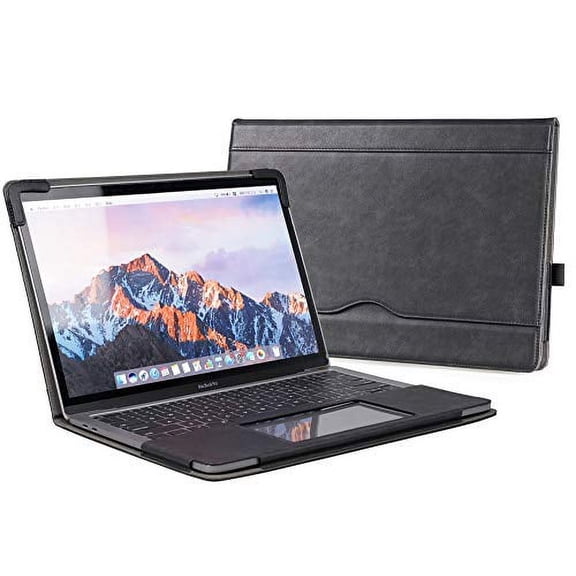 TYTX Leather Case Compatible with MacBook Pro 13 Inch 2016-2020 (A1989 A1706 A1708 A2159 A2289 A2251 A2338) Laptop Sleeve Protective Folio Book Cover (New MacBook Pro 13", Black)