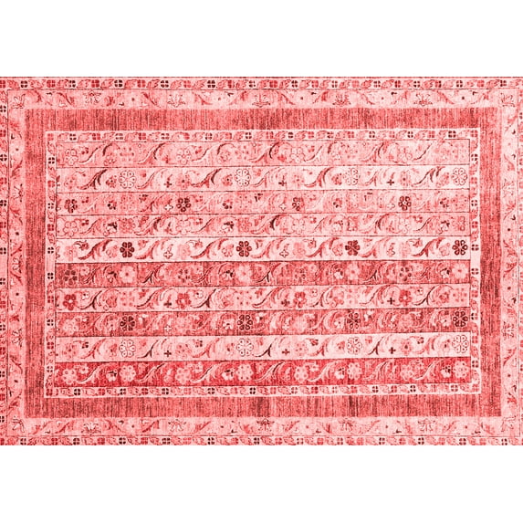 Ahgly Company Indoor Rectangle Abstract Red Contemporary Area Rugs, 5' x 8'
