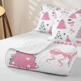 thumbnail image 4 of Erosebridal Bowknot Christmas Tree Twin Quilt Set, Kawaii Ribbon Twin Coverlet Set, White Pink, 2-Piece, 1 Bedspread and 1 Pillowcase, 4 of 7