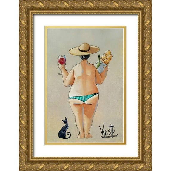 West, Ronald 17x24 Gold Ornate Wood Framed with Double Matting Museum Art Print Titled - Bouquets and Wine