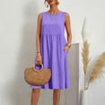 thumbnail image 2 of Sentmoon Robe Cocktail pour Femmes Robes pour Femmes Été Couleur Unie Sans Manches Col Ras du Cou avec Poches Respirante Coupe Régulière Robes d'Été Mode pour Femmes 2026 P-5TG, 2 of 9