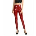 thumbnail image 3 of YM YOUMU Women Faux Leather Pants Skinny Fit High Waist Shiny Wet Look Stretch Leggings Trousers, 3 of 4