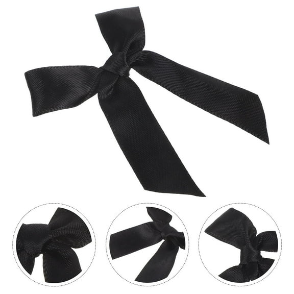 OFFIGAM Handmade Black Polyester Craft Bows for Hair Accessories and Projects 100 Pieces