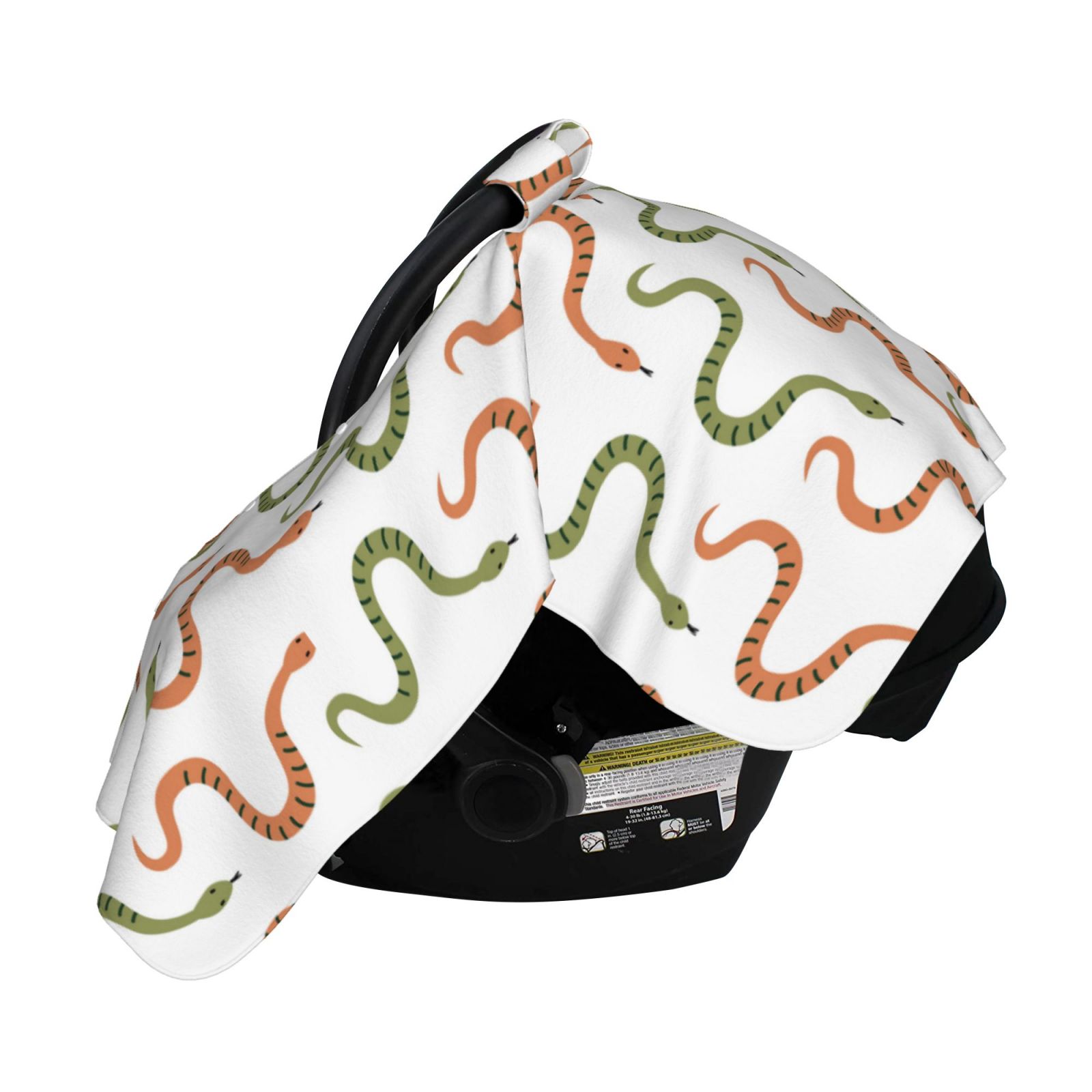 Naloa Hand Drawn Snake Baby Car Seat Cover, Breathable Baby Carrier Cover, Multiuse Baby Carrier Cover & Nursing Breastfeeding Cover