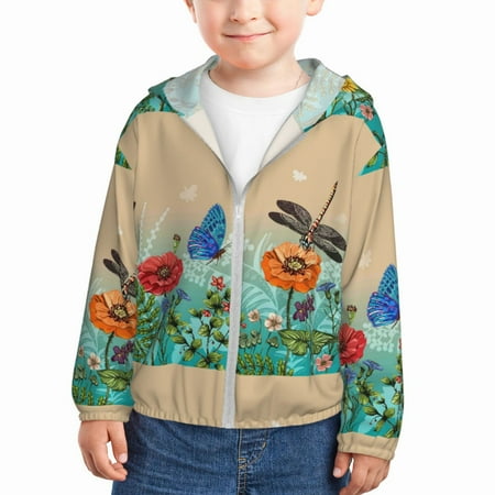 

Zeuib Colorful Plants And Insects Print Girls & Boys Sun Protection Hoodie with UPF 50+ Children’s Quick-Dry Jacket Perfect for Outdoor Activities-5 Years