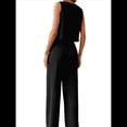 thumbnail image 3 of Conjunto de Dos Piezas para Mujer, 2025, Sin Mangas, con Botones, Informal, con Bolsillo y Pantalones Anchos. Negro L, 3 of 7