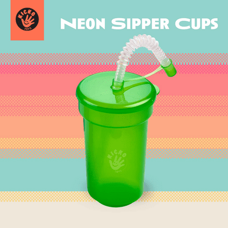 Everything You Need | Kicko Neon Sipper Cups - 55 Inch Colorful Neon Cups | 1