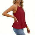 thumbnail image 2 of Felirenzacia Women's Halter Neck Ruffle Hem Tank Top, 2026 Spring Summer Soft Lightweight Flowy Spaghetti Strap Sleeveless Top,Red,XL, 2 of 8