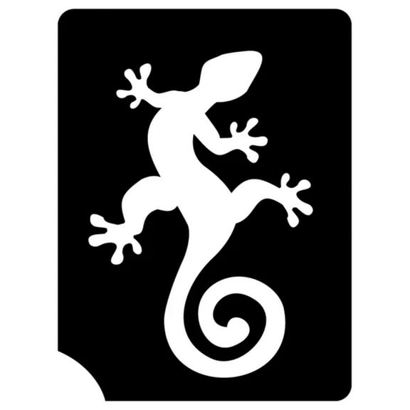 Art Factory Glitter Tattoo Stencil - Gecko (5/pack), Temporary Tattoo Template for Kids Adults, Face Paint Stencil Body Art Stencil, Gecko Stencil for Face Painting, Party, Festival , 3"x2.25"