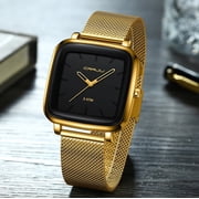 Crrju Watch Men Top Brand Luxury Square Golden Casual Slim Mesh Steel Wrist Watch Relogio Masculino - Quartz Wristwatches