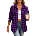 thumbnail image 4 of Caywon Women's Loose Cut Plaid Button-Up Shirt with Chest Pockets, Long Sleeve Casual Flannel Top for Fall Travel and Weekend excursions, 4 of 8